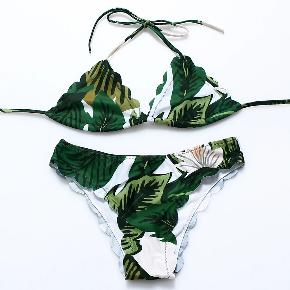 

High Quality Women Sexy Floral Halter Bikini Set Swimsuit Swimwear Two-piece Set for Female Diving Swimming Pool Beach Wear