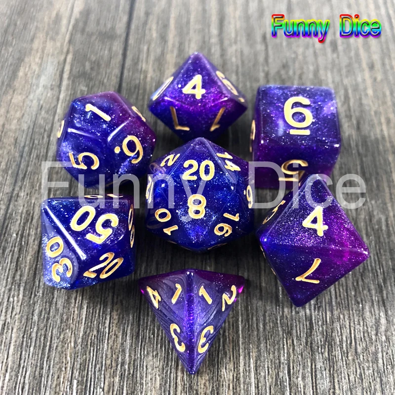 Новинка Блестящий креативный Вселенная Галактика кости 7 шт многогранная игра