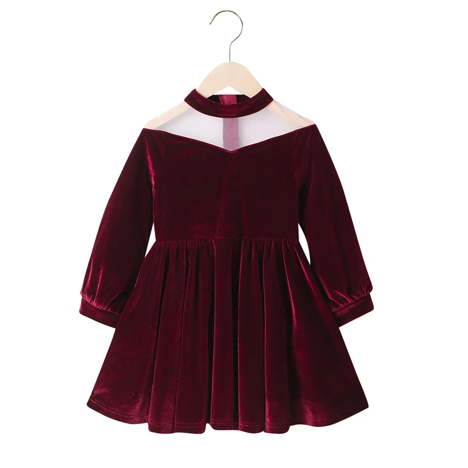 

Children Spring Autumn Long Sleeve Prom Dress Little Girl Luxury Velvet Ball Gown For Kids 1-6 Years New Year Gifts
