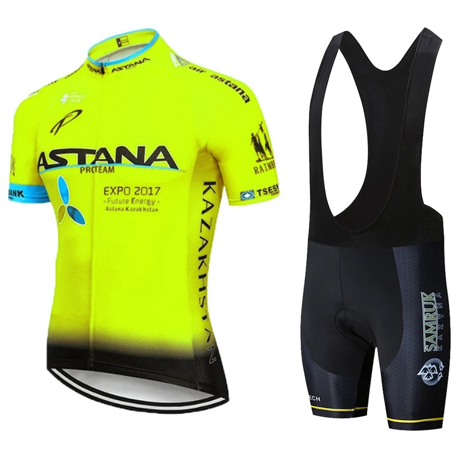 

2021 New Astana Summer Cycling Jersey Set Breathable Team Racing Sport Bicycle Jersey Mens Cycling Clothing Short Bike Jersey