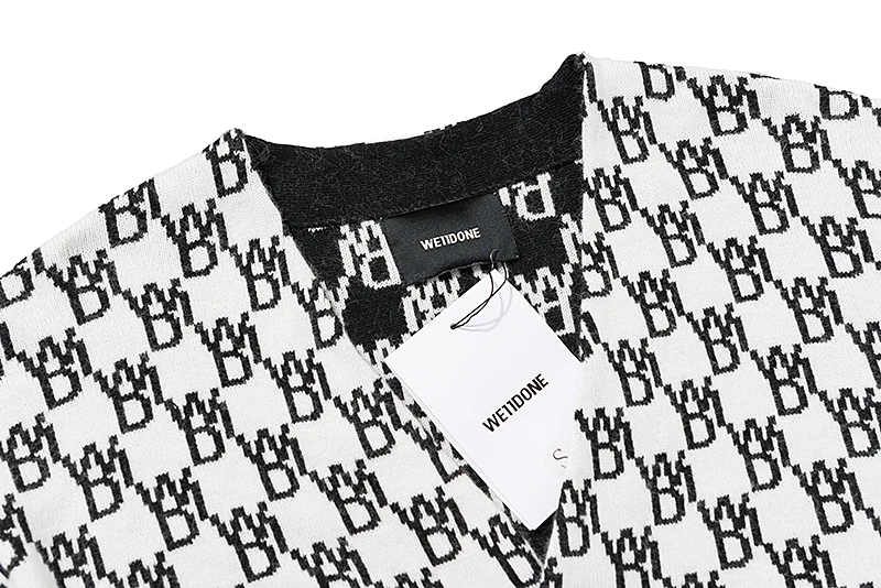 

We11done Full Logo Cardigan Double Side Wear Sweater Men Women 1:1 High Quality High Street Single-breasted WE11DONE Pullover