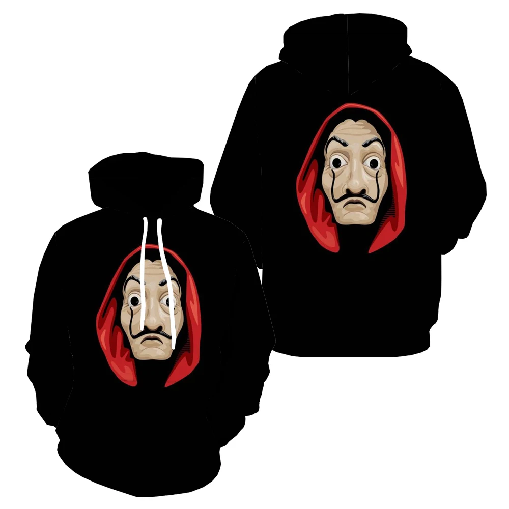 

3d Hoodies Money Heist Hoodie Men Funny Hoodie Print Halloween Hoody Anime New Sweatshirt Printed Long Sleeve Streetwear Winter