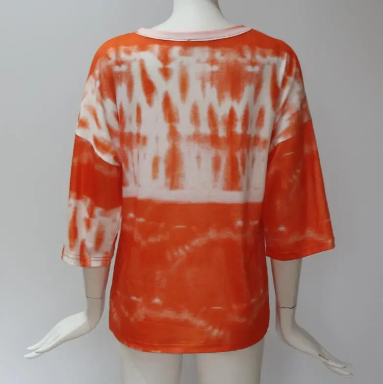 

New women's ink-splash printing round neck loose T-shirt