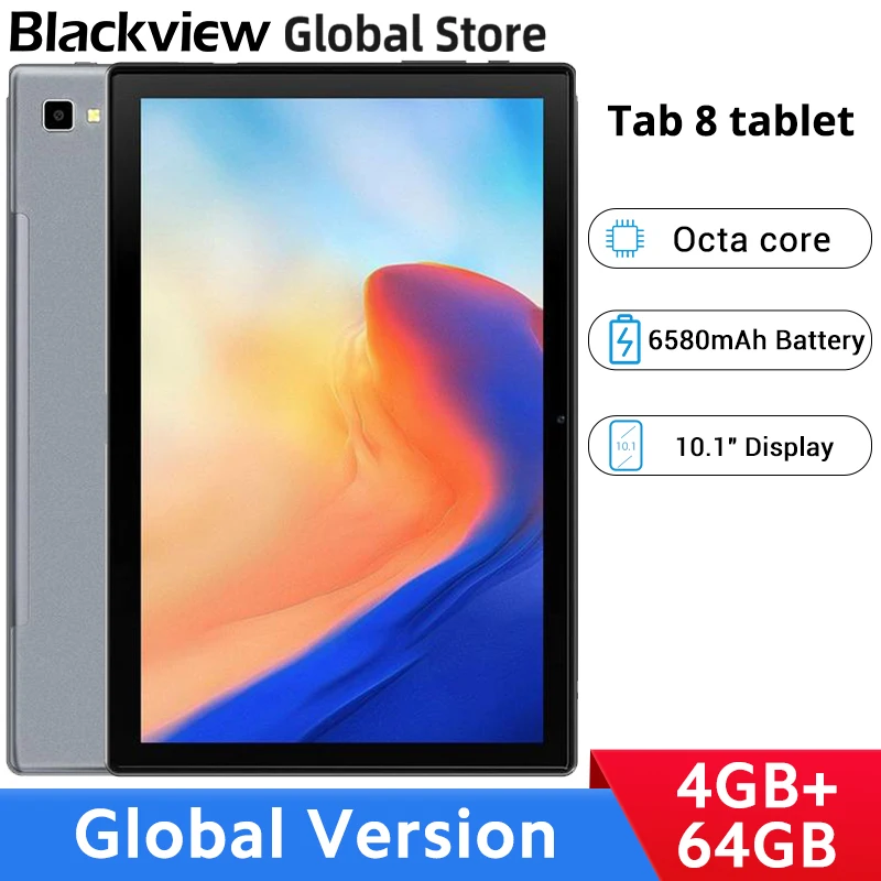 

Global Version Blackview Tab 8 Tablets 4GB RAM 64GB ROM 10.1" Display Octa Core Android 10 6580mAh Battery