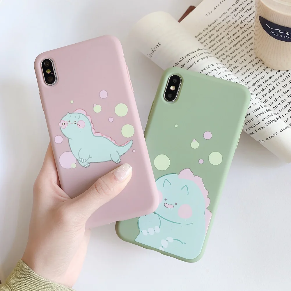 Cute Dinosaur Phone Case For OPPO R9 R9s R11 R11s R15 R17 A5 A57 A83 A9 F11 K1 RENO Cover Soft Silicon Thin Pattern Pink | Мобильные