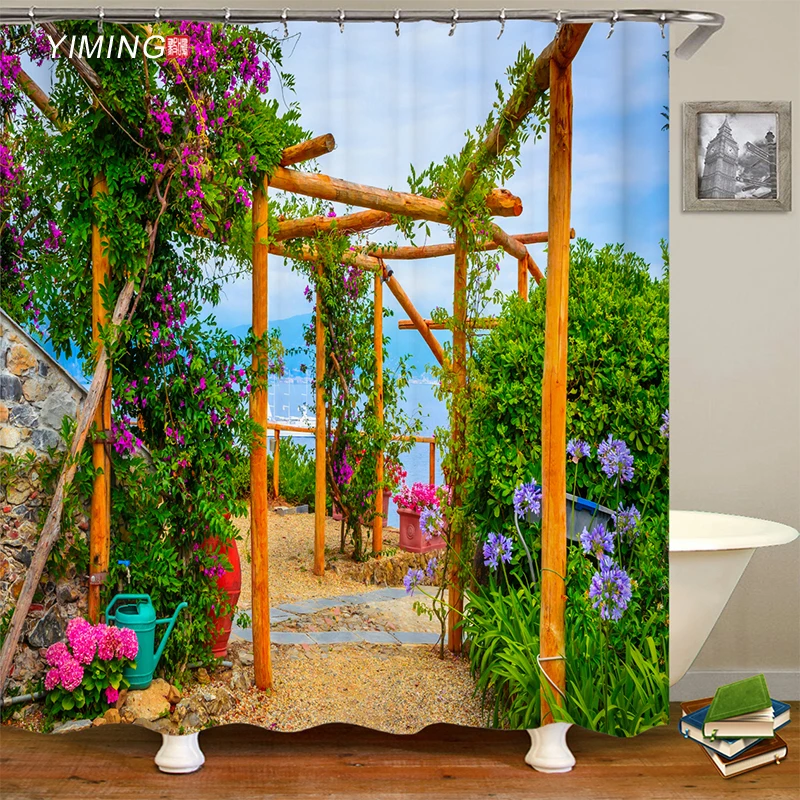 Водонепроницаемая занавеска для душа Полиэстеровая Штора ванной комнаты с 3D