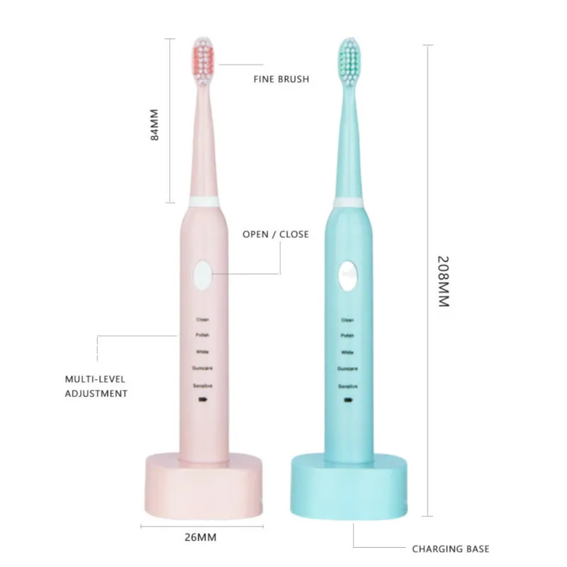 

Sonic Electric Toothbrush USB Rechargeable Full Body Waterproof Ultrasonic Automatic ToothBrush Multiple Modes Teeth Whitening