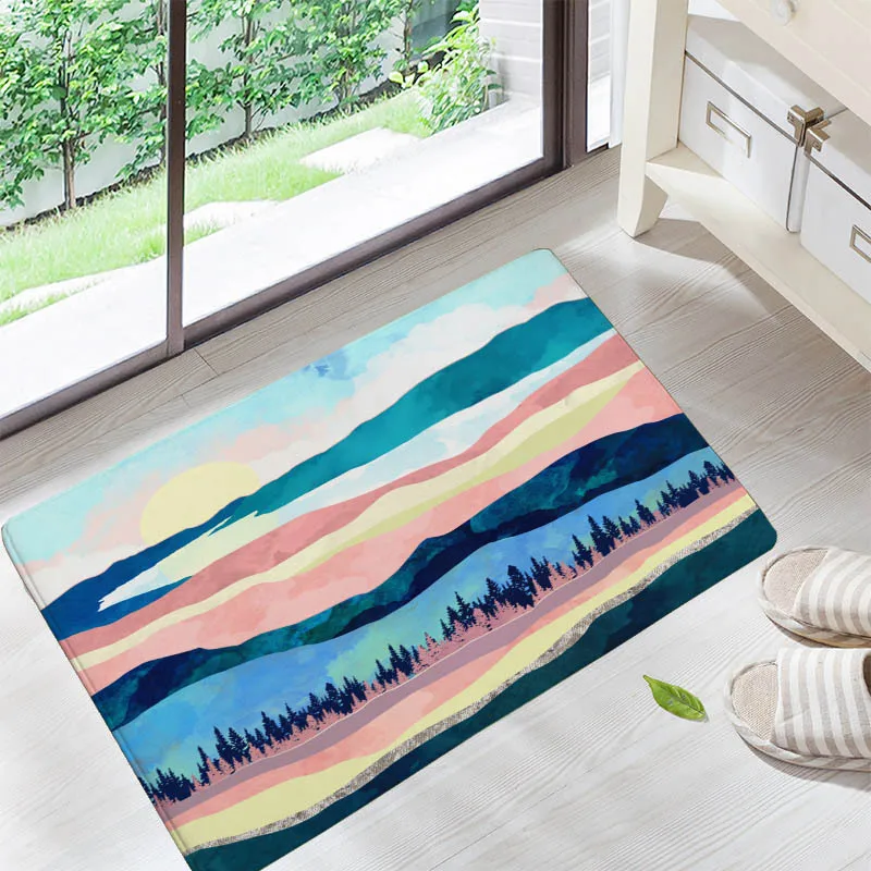 

Sunset and Mountain Floor Doormats Living Rooms Anti-slip Carpet for Home Balcony Bedroom Kitchen Bathroom Rug Entrance Door Mat