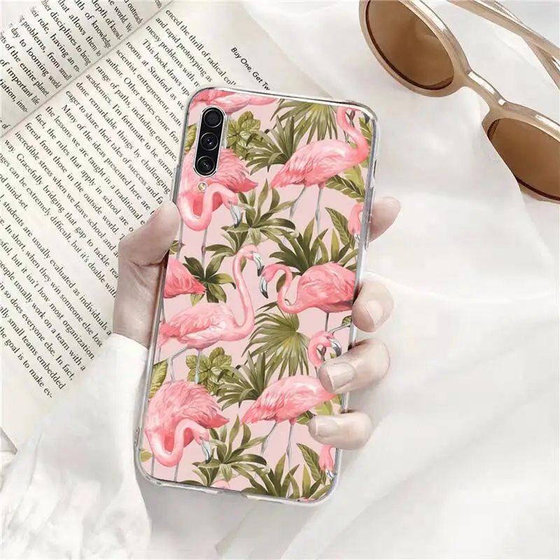 

rainforest flamingos leaves pink Phone Transparent Samsung A71 S9 10 20 HUAWEI p30 40 honor 10i 8x xiaomi note 8 Pro 10t 11