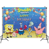 boy faovr sponge bob background happy birthday party decoration bag baby shower photocall photographic party supplies cake stand