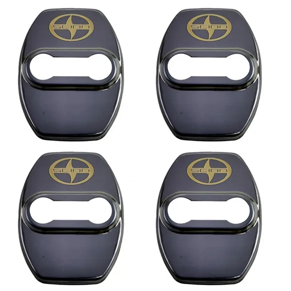 4pcs scion FLYJ Автомобильный Дверной замок, автомобильная наклейка, защитная Пряжка, защелка крышки, стоп, антикоррозийная, автомобильные аксессуары для Toyota scion XA XB XD IQ TC - Название цвета: 4pcs scion