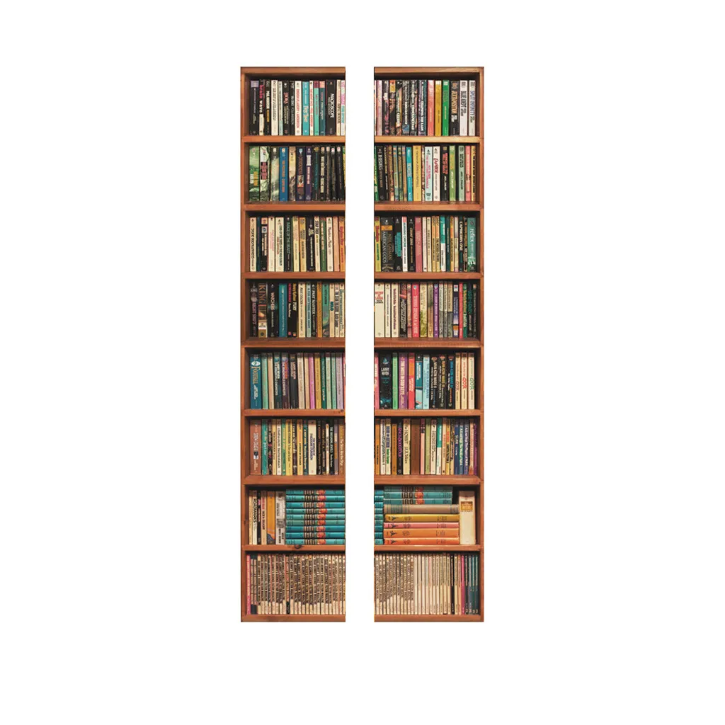 Лидер продаж 2020 товары ПВХ наклейки на дверь винтажная деревянная книжная полка