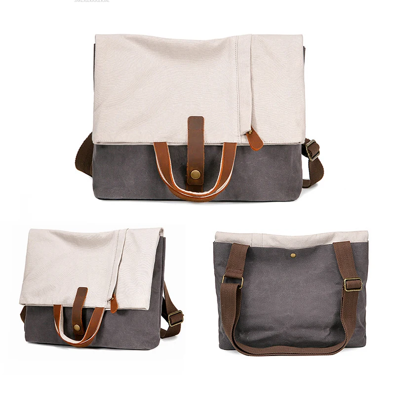 

Laptop Messenger Bags, Men's Shoulder Bag, 14 Inches Vintage Canvas Bag for School and Work, Multiple Pocket