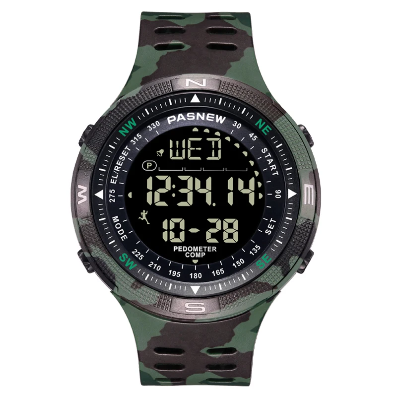 

PASNEW Fashion Camouflage Sports Watches Men Led Digital Watches Multifunction Electronic Wristwatches Waterproof Swim Watches
