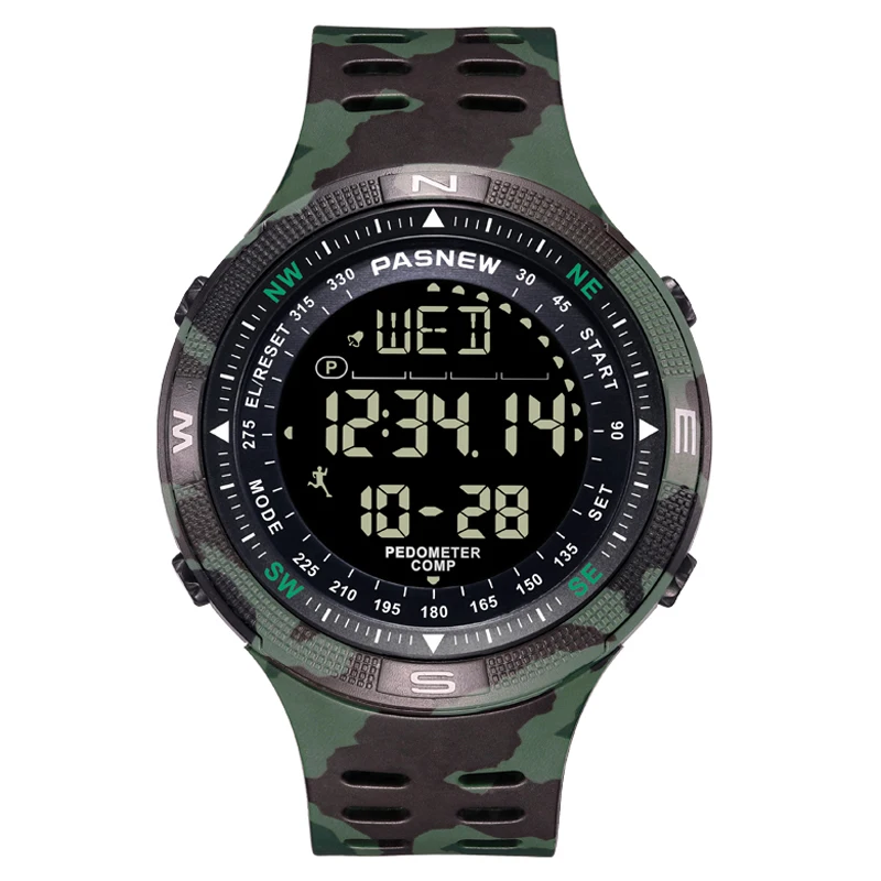 Фото Модные камуфляжные спортивные часы PASNEW мужские светодиодные цифровые