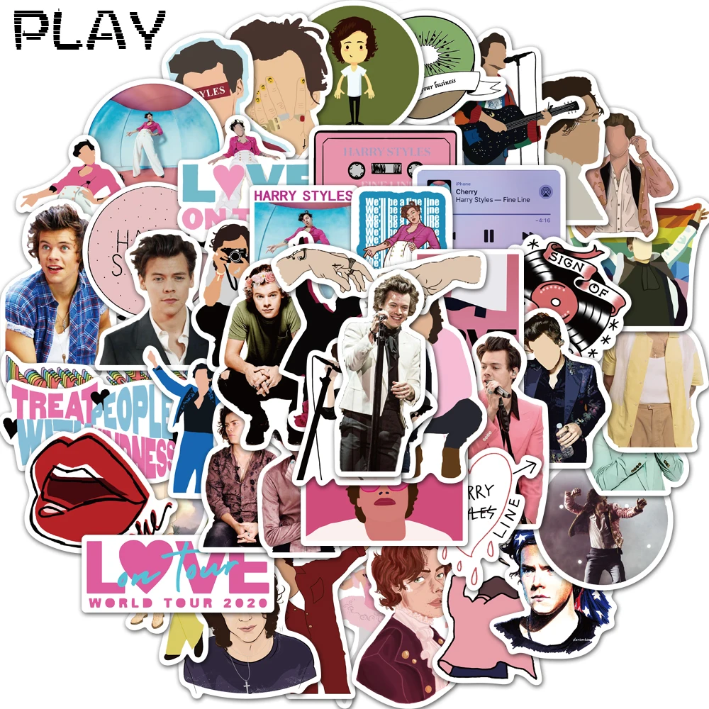 

50pcs singer Harry Styles Sticker Waterproof for DIY Laptop Luggage Refrigerator Skateboard Decor Toy Graffiti Sticker