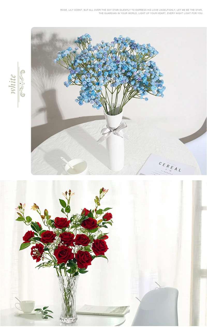 Erxiaobao поддельные семена растений(Гипсофила) Искусственные цветы babysbreat Gypsophila сушеные пластиковые цветы Крытый Свадебный дом украшение