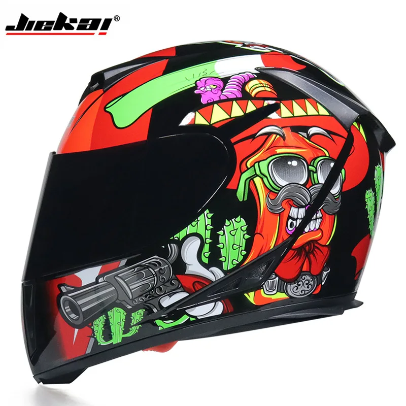 

JIEKAI Full Face Racing Helmet Dual Visors Motorcycle Helmets Face Protectors Anti-fog Double Lens for Man Women Dot Approved