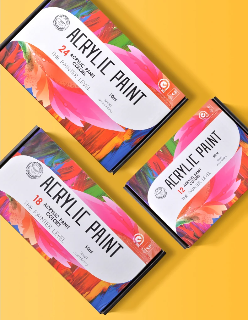 Набор профессиональных акриловых красок 12/18/24 цветов 50 мл трубки для рисования