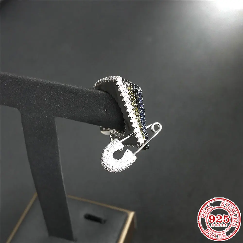 

100% sterling silver S925 women's light luxury earrings classic brooch three-color crystal earrings women's fashion jewelry