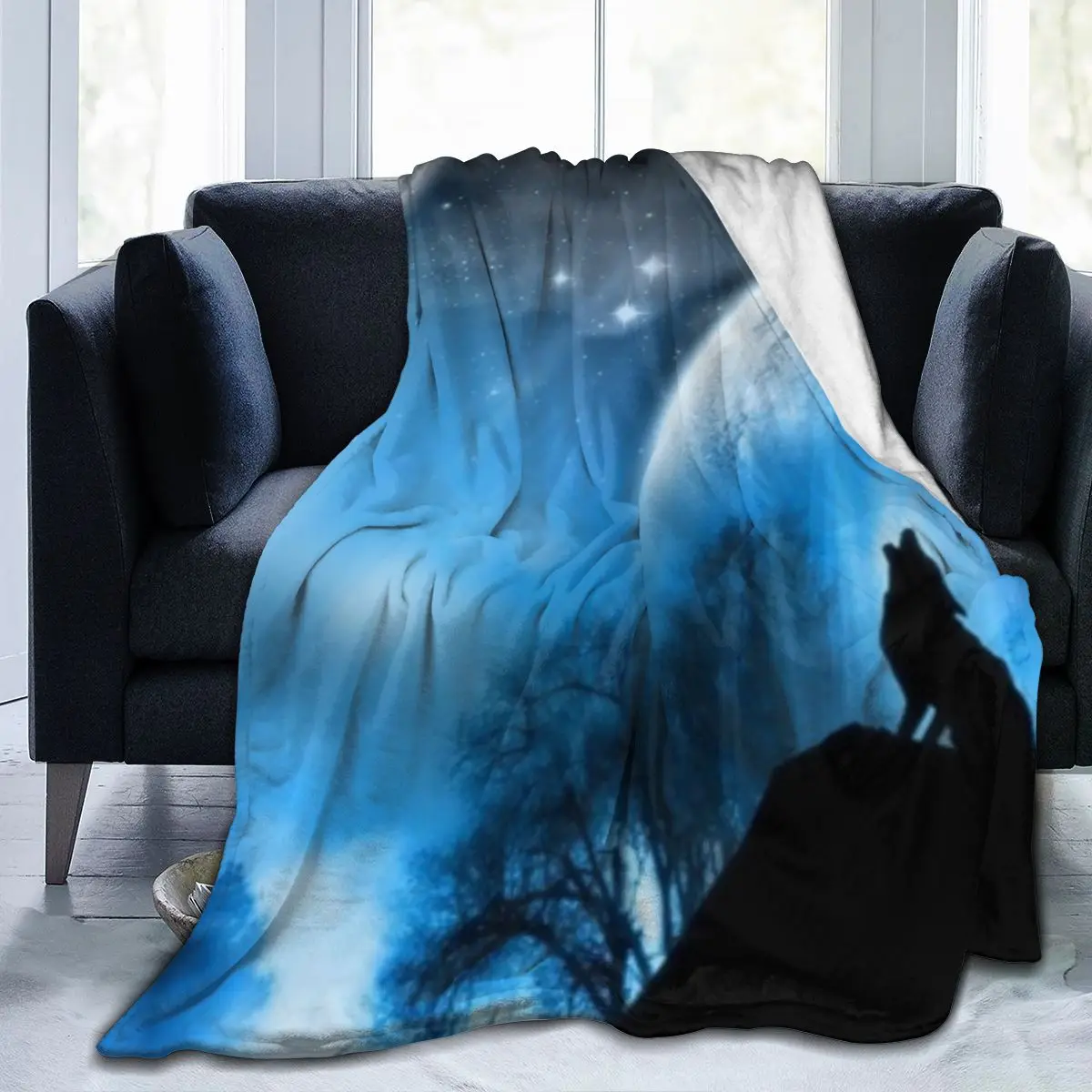 

Wild Wolf And Moon Animals Galaxy Soft Cozy Fleece Throw Blankets For Sofa Bed Couch Dropship Wholesale Decorative Family Throw