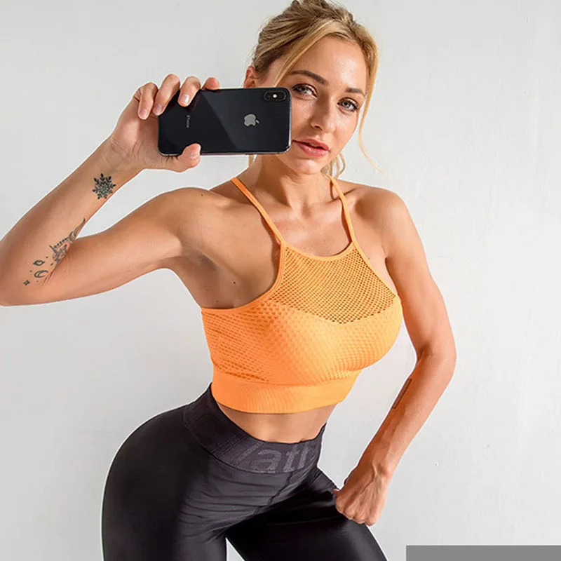 Спортивный бюстгальтер SALSPOR для йоги Женский Быстросохнущий сетчатый ажурный
