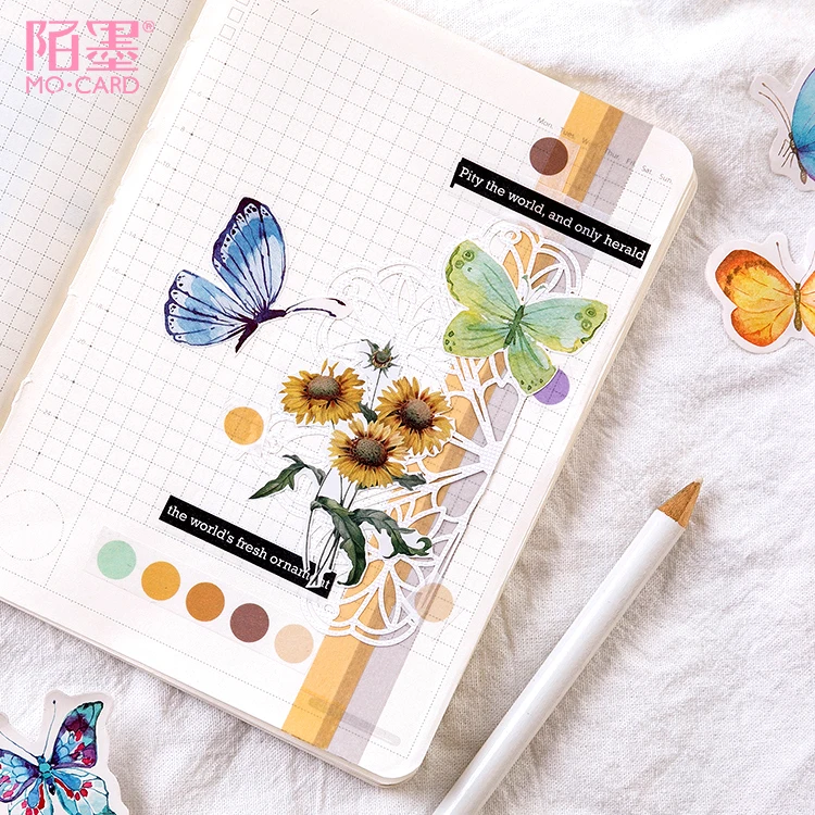 

45 Pcs/Box Butterfly Sticker Kawaii Note Paper Sticker Decoration DIY Album Scrapbooking Material Happy Planner Craft Supplies
