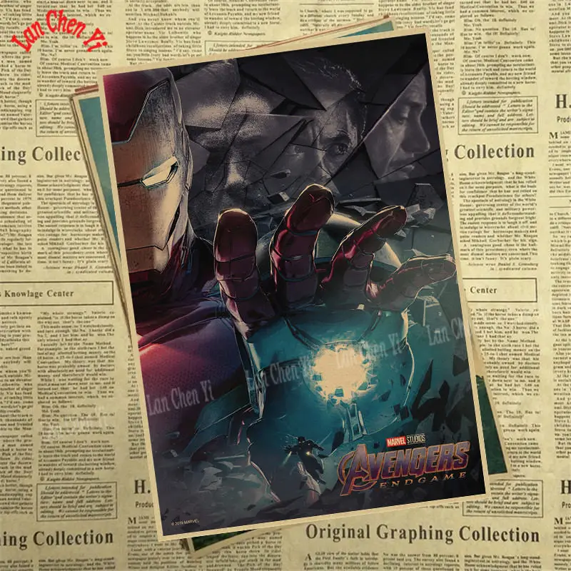 Серебристый Marvel Фильм Мстители: эндшпиль крафт-бумага плакат художественный напечатанный номер живопись наклейки на стену - Цвет: Серебристый