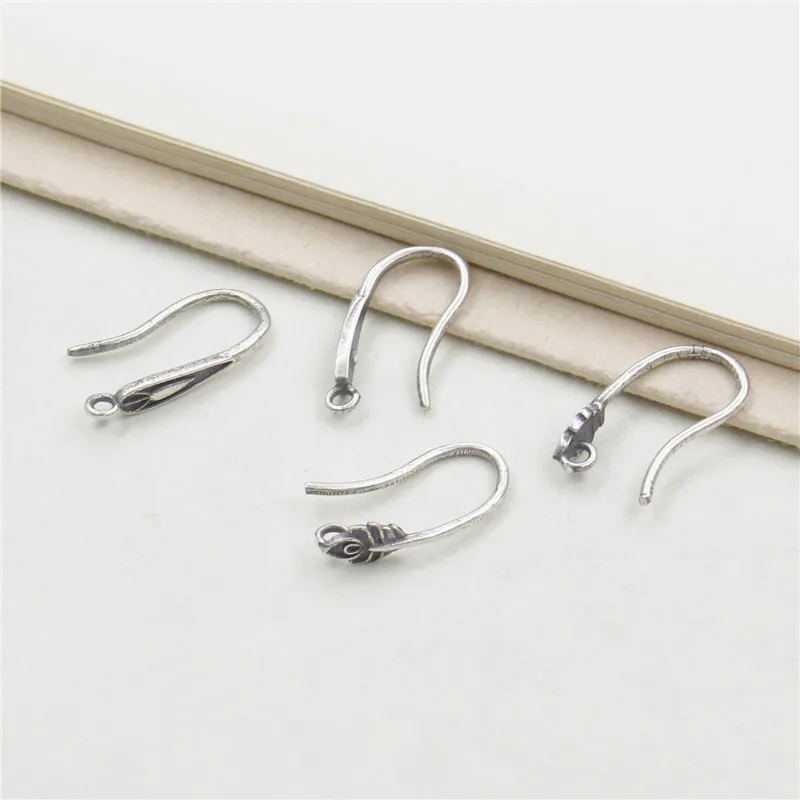 1pair Hot 925 Sterling Silver Handmade Earring Finding Material  Old Leaf Ear Hook DIY Jewelry Making Supplies Accessories