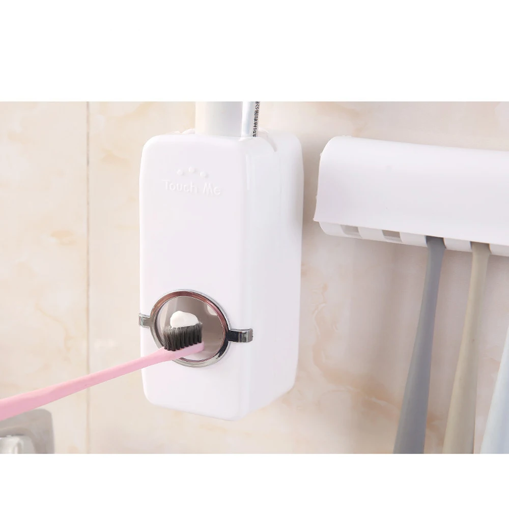 

Bathroom Accessories Set Toothbrush Holder Automatic Toothpaste Dispenser Holder Toothbrush Wall Mount Rack Bathroom Tools Set