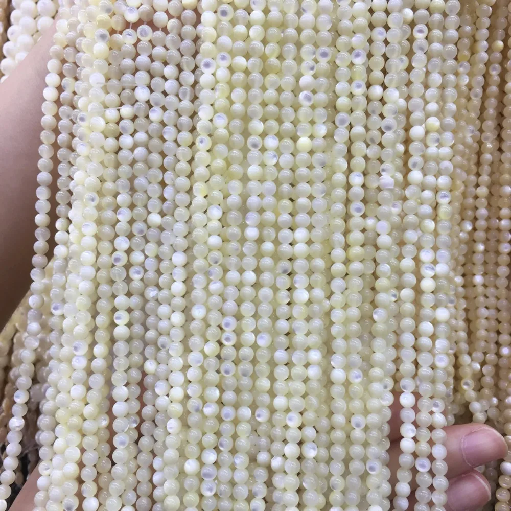 

Natural Round Trochus Top Shell Stone White Beads Jewelry Making DIY Bracelet Necklace 3-5mm Steel Strand 15''