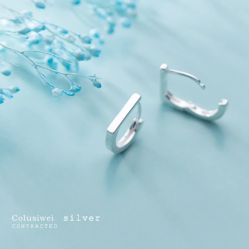 

COLUSIWEI Genuine 925 Sterling Silver Classic Glossy Hoop Earrings for Women Minimalist Ear Hoops Fashion Jewelry 2020 New