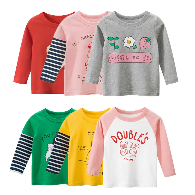 Осенние детские футболки для мальчиков и девочек топы с длинными рукавами