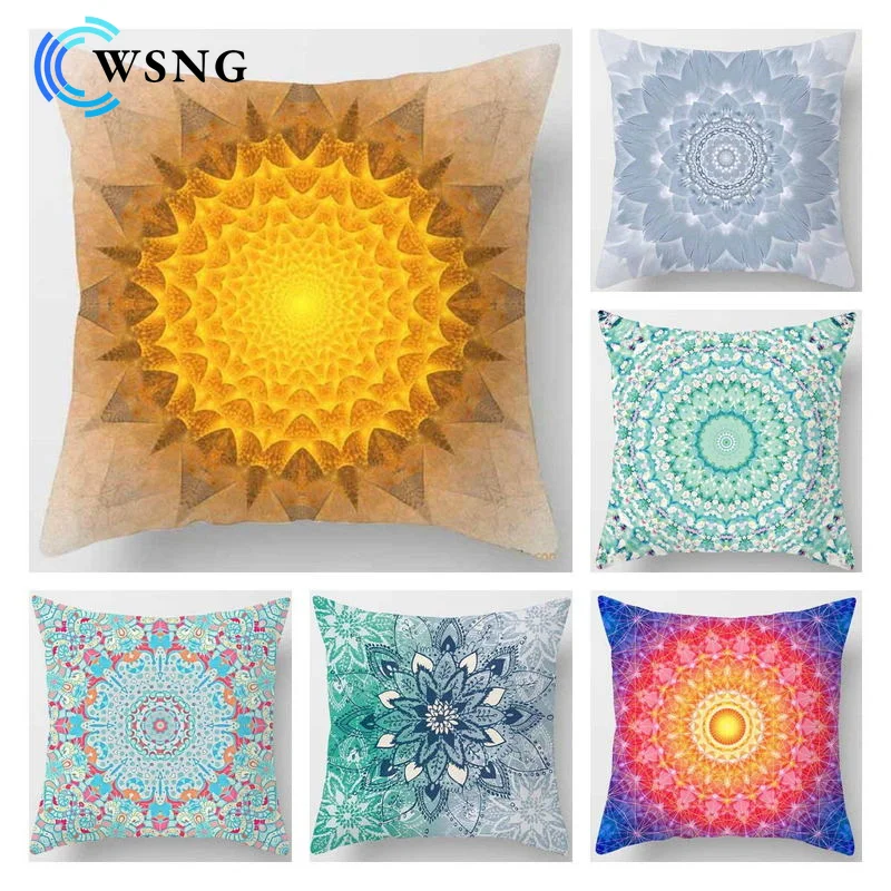 

Чехол с индейским принтом мандалы для медитации, этнический цветочный чехол из полиэстера для подушки, чехол для гостиной, дивана, Декорати...