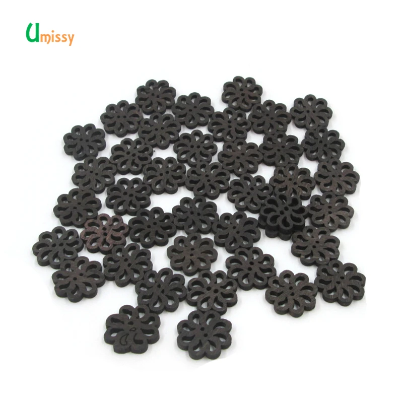 40 шт. деревянные пуговицы 2 отверстия с плоским основанием цветок ручная работа