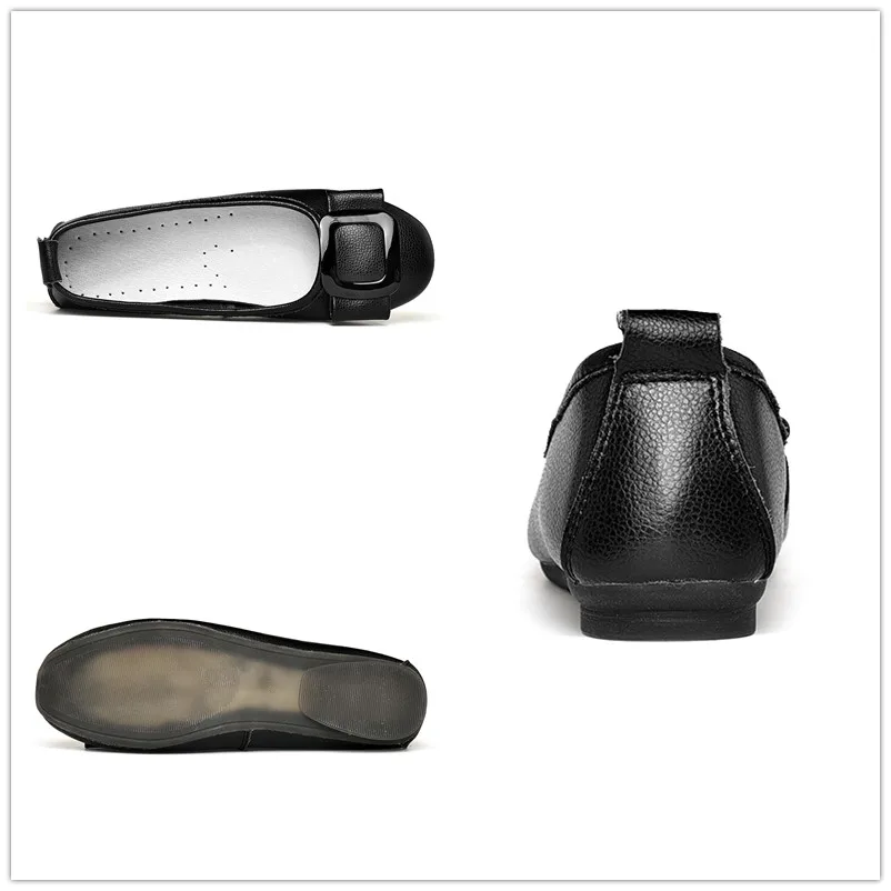 

2021 Summer Women's Leather Shoes Artificially Made Flat Shoes Breathable Comfortable and Durable Loafers Zapatos De Mujer