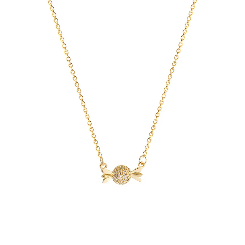 

Candy Pendant Necklace Gold Colour Jewelry For Women Girl Party Gift Wedding Sweet Ladies Favored Chain Necklace