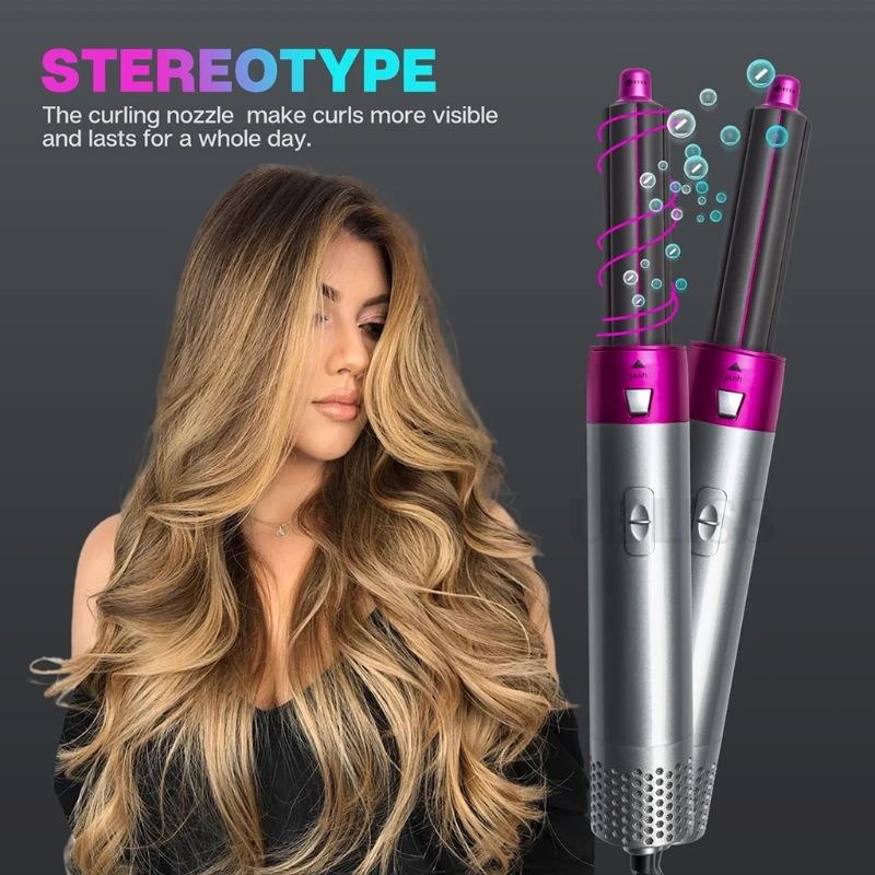 

5 in 1 Electric Hair Dryer Blow Curler Set Detachable Styler Hot Air Brush for straightening Curling Drying Combing Scalp Tool