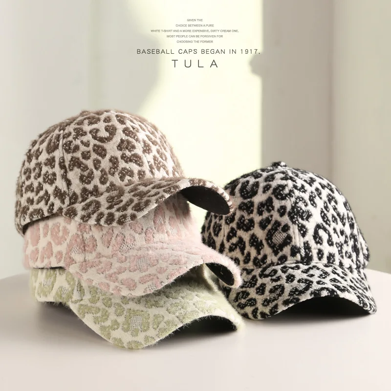 

Winter Baseball Cap Female Hats For Women Men casquette homme Cotton Leopard Pattern Surface Plush Outdoor Fashion gorras hombre