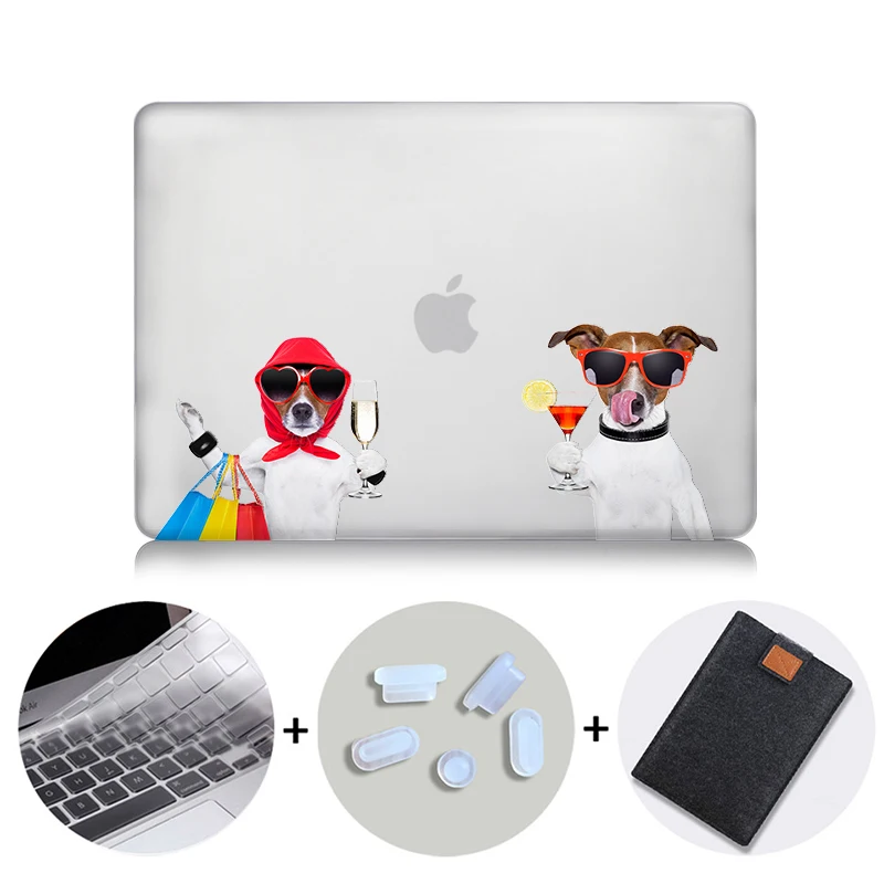 MB02 MTT Кристальный жесткий чехол для Macbook Pro retina 13 15 Touch bar Air 11 13 чехол для ноутбука с мультяшной собакой для macbook 12 дюймов A1534 - Цвет: MB02