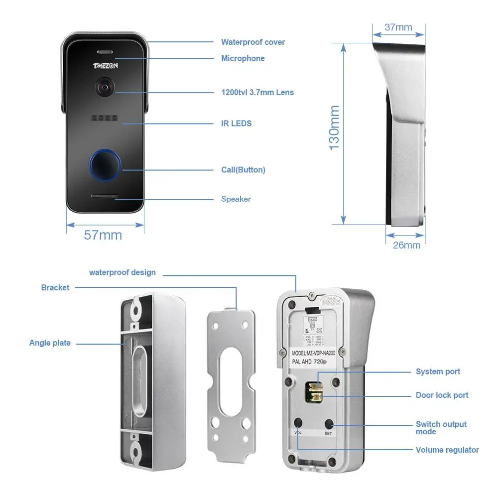 tmezon 10 inch wireless wifi smart ip video doorbell intercom system 1xtouch screen monitor with 1x720p wired door phone camera free global shipping