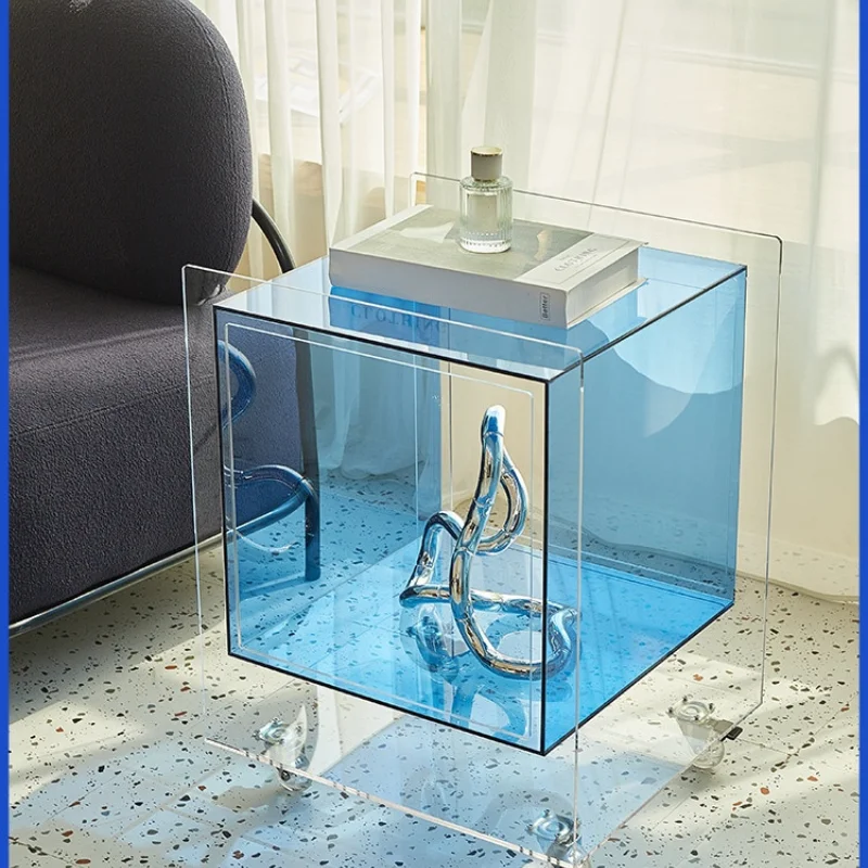 

Nordic Transparent Sofa Side Cabinet Small Apartment Creative Coffee Table Removable Acrylic Side Table Storage Bedside Table