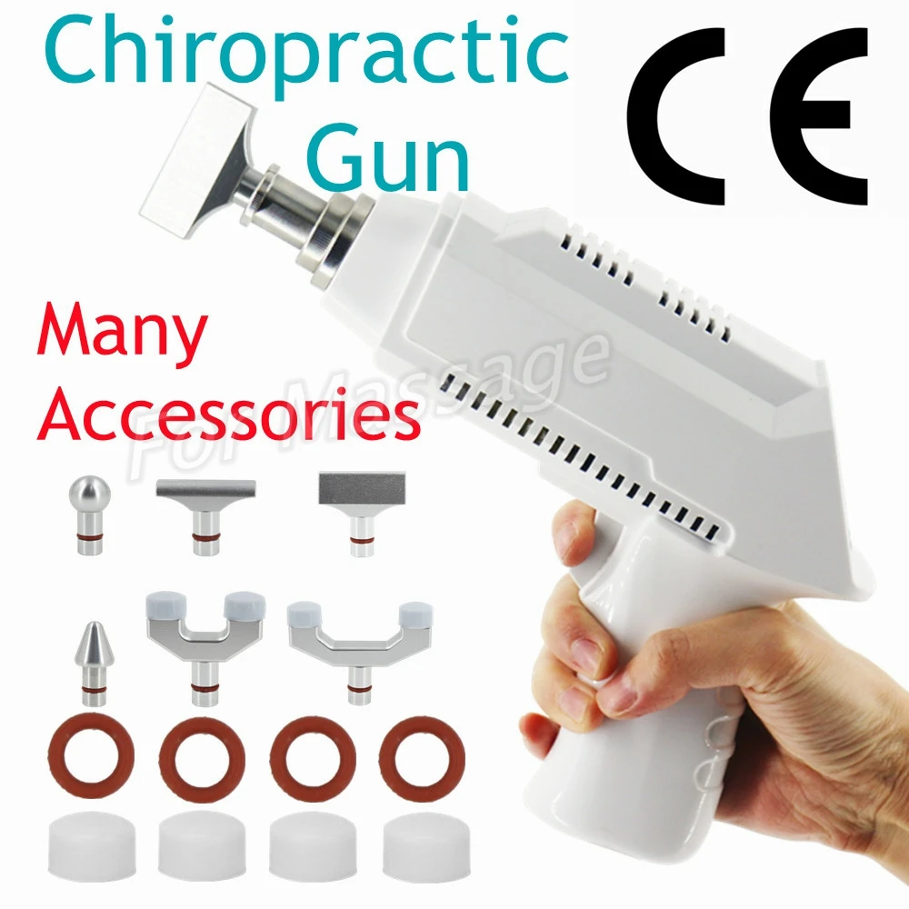 

Electric Correction Gun Adjustable Chiropractic Tool 6 Heads Intensity Therapy Machine Spine Massager White 900N