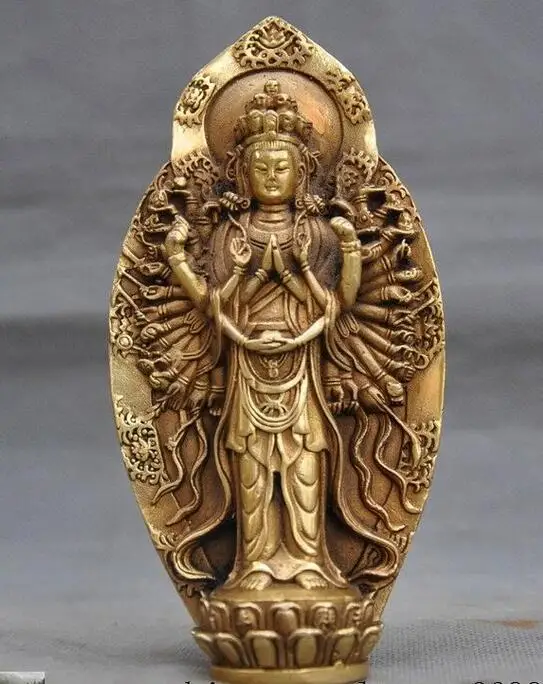 

Тибетский буддизм, бронзовый 1000 arm Avalokitesvara Kwan-Yin статуя Гуаньинь Будды