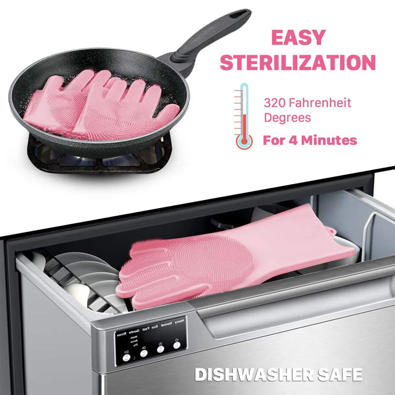 Волшебные силиконовые перчатки для мытья посуды с чистящей щеткой бытовой кухни