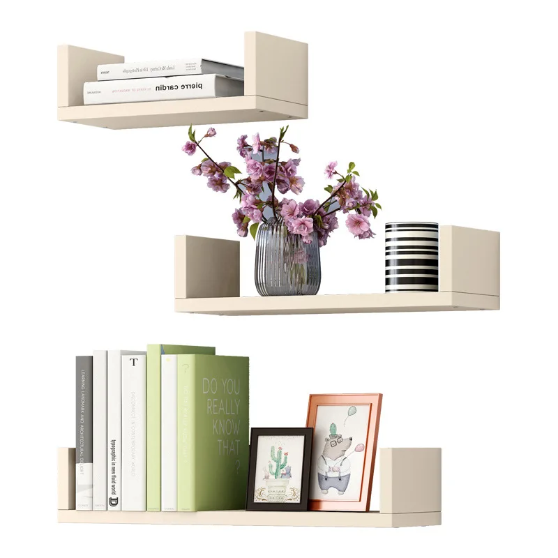 

Nordic Solid wood Creative Bookshelf 3pcs/set Wall-mounted Storage Rack Bedroom Living Room Furniture Bookcase Potted Stand