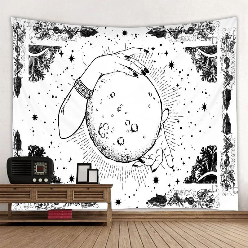

Constellation Sun Moon Magic Hand Tapestry Wall Mount Mandala Bohemia Beach Towel Psychedelic Home Wall Art Background