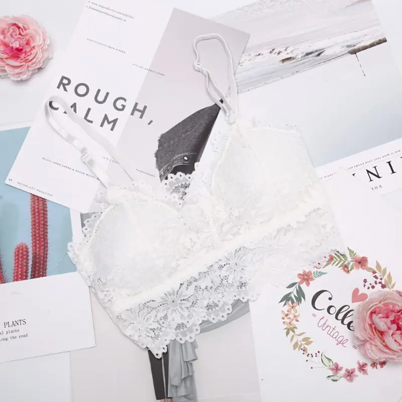 1pcs Women Fitness Underwear Floral Lace Sport Crop Top Women Sexy Bra Lace Bralette Sexy Lingerie Wireless Padded Seamless Bra