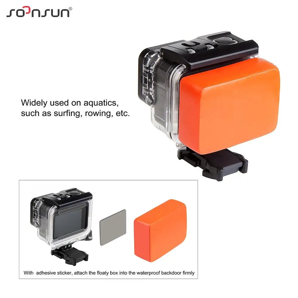 SOONSUN анти Раковина Губка поплавок Floaty Box + клейкая наклейка для GoPro Hero 8 7 6 5 4 DJI Osmo