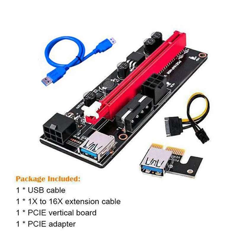 

VER009 USB 3.0 PCI-E Riser VER 009S Express 1X 4X 8X 16X Extender Riser Adapter Card SATA 15Pin to 6 Pin Power Cable